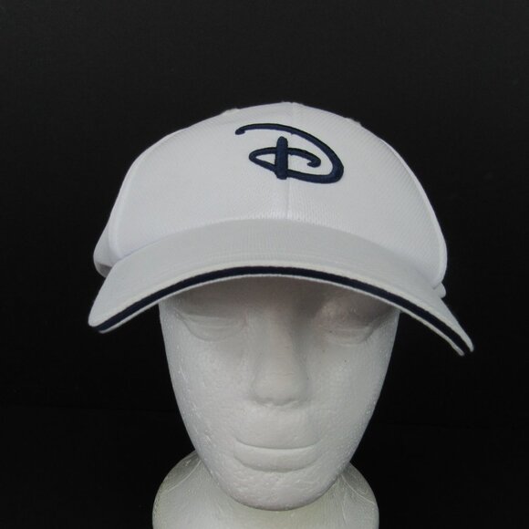 Disney Parks Embroidered Blue Logo Men's White Adjustable Strap Back Cap Hat - Picture 2 of 8
